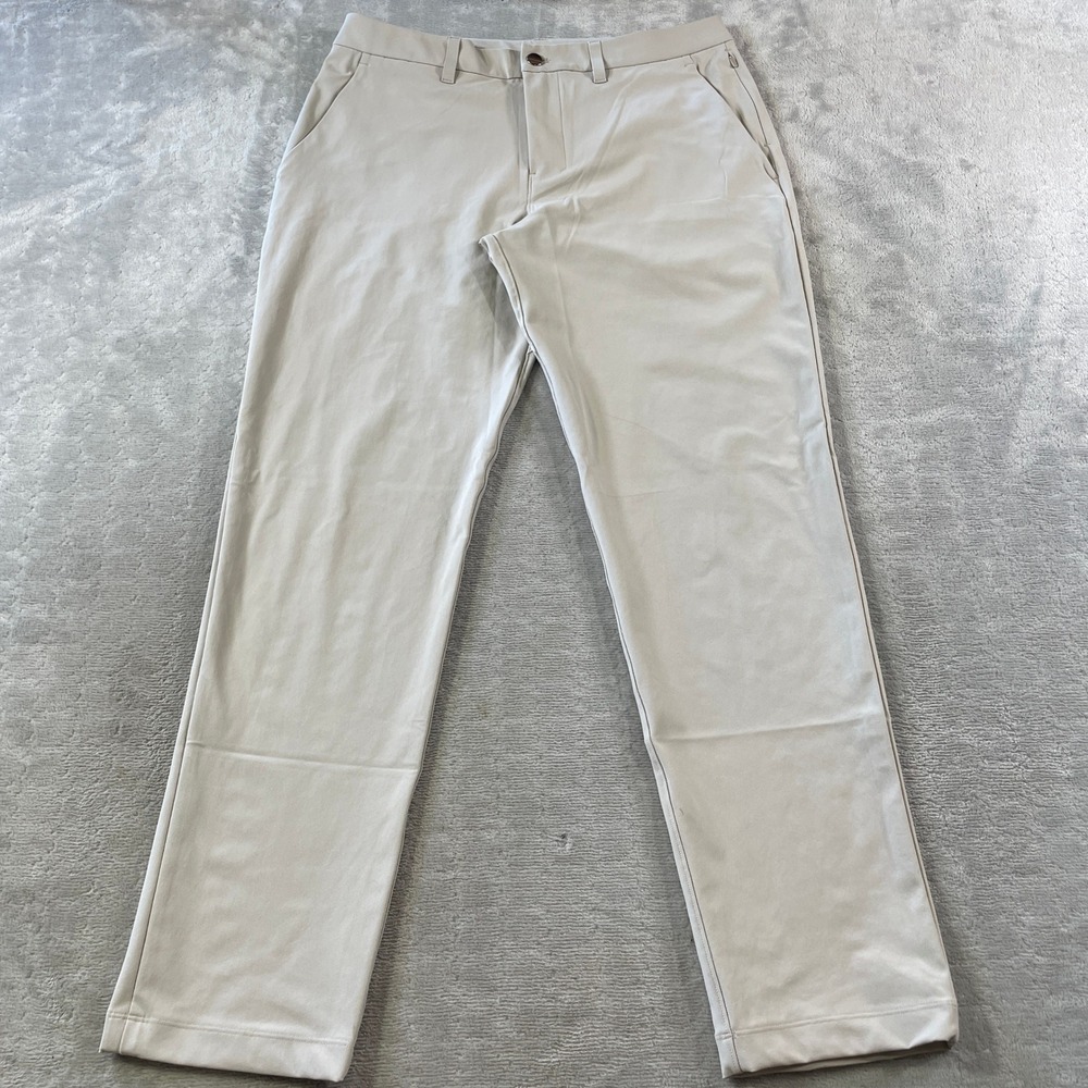 Lululemon Classic Fit Trousers Pants Mens 32 Khaki Warpstreme M5AO5S Preppy
